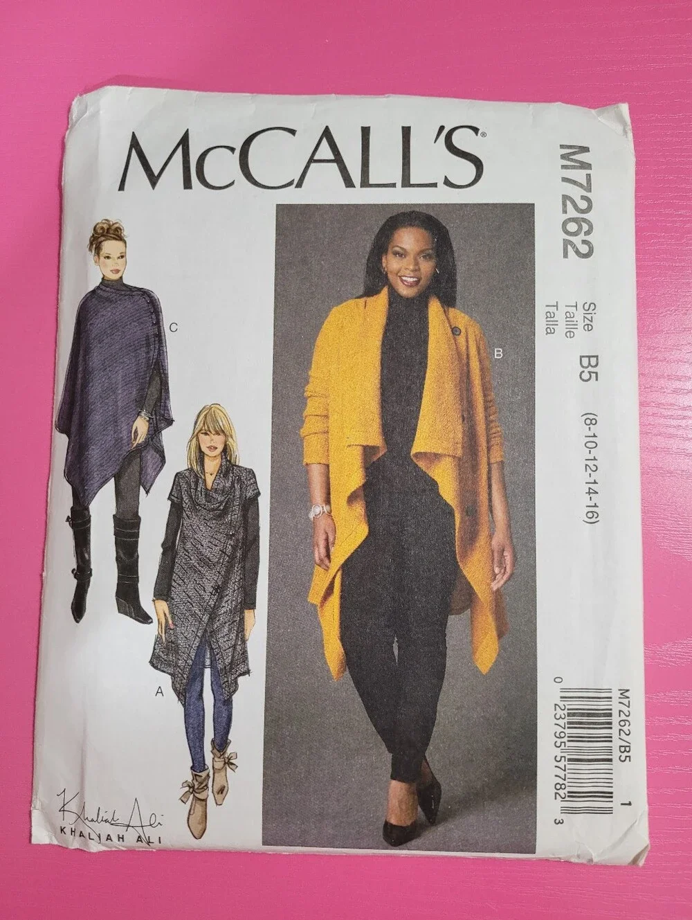 McCall's Khaliah Ali Sweater Coats & Poncho Sewing Pattern M7262 (1453)